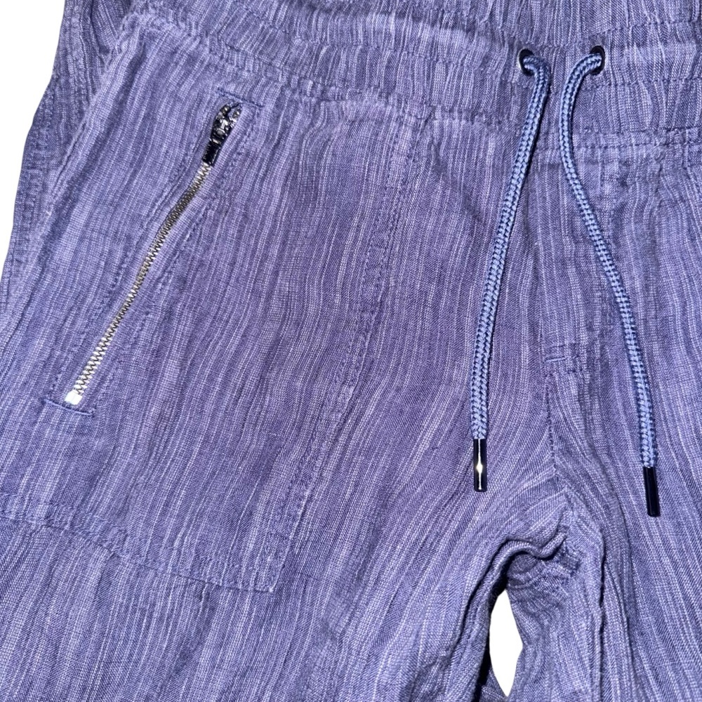 ATHLETA Cabo Linen Wide Leg Pants Blue Relaxed Resort wear Coastal grandma Sz 8 - Picture 4 of 14